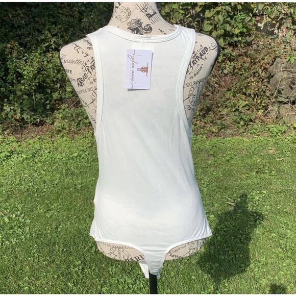 NWT Rylee Ann's women's white thong clasp bodysuit with cutout made in USA - Picture 7 of 10